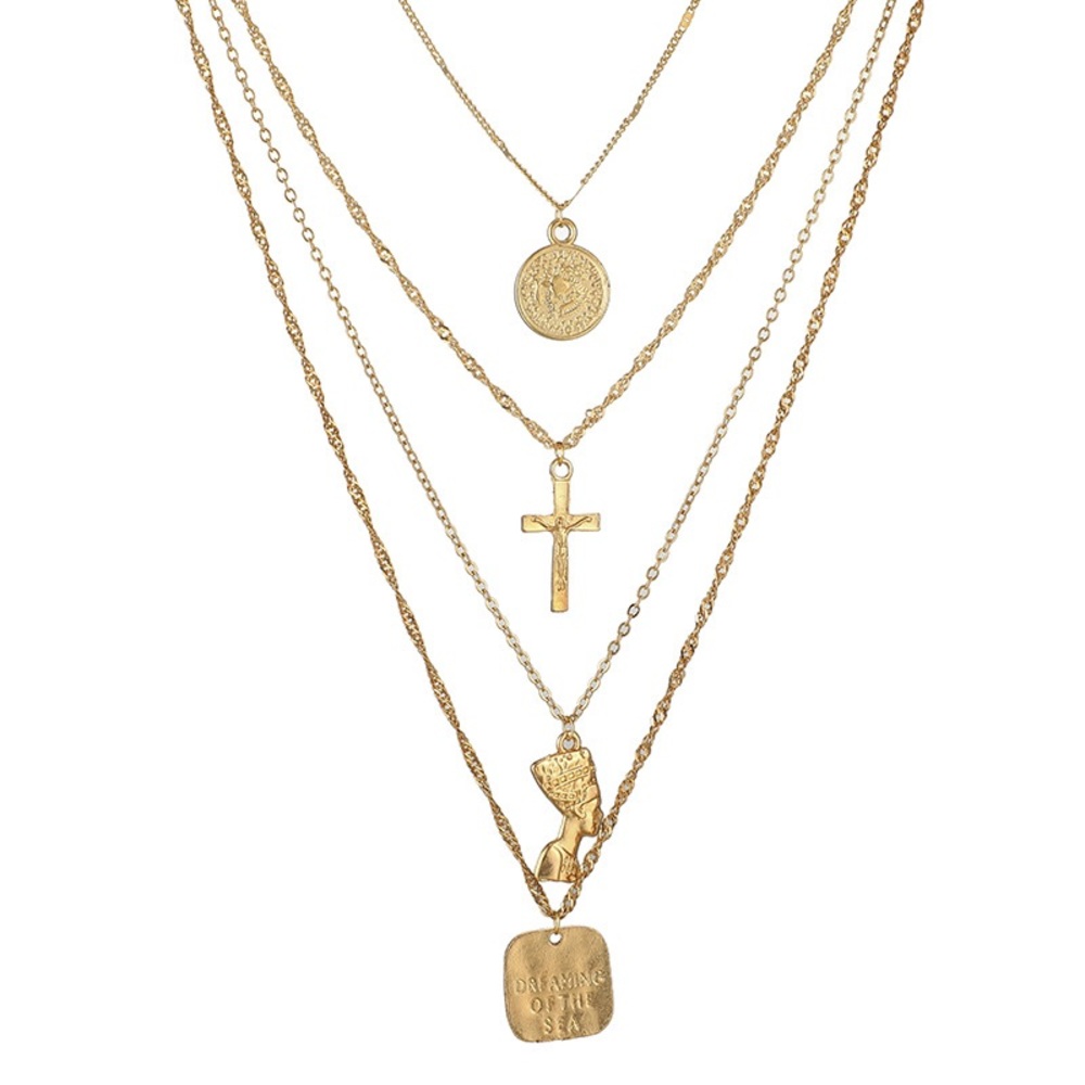 Boho Festival Gold Necklace Chain Layered - Picture 8 of 13